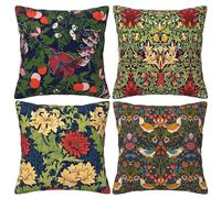 LOHDALOLF William Morris - Juego de 4 fundas de almohada de 18 x 18 pulgadas, diseño floral vintage de ladrón de fresas, fundas de cojín decorativas para sofá