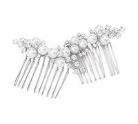 LOHGOU 2 peines laterales de perlas para mujeres y niñas, peines de diamantes de imitación para novia, pinzas para el pelo de boda, fiesta, accesorios para el cabello (plateado)