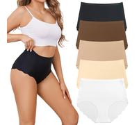 Lohhbve Pantalones sin Costuras de 5 Paquetes de Mujeres de Cintura Alta Ropa Interior Sexy sin Mostrar Control del Vientre Culo Levantamiento Pantalones Invisibles Bikini de Estiramiento Suave