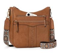 Lohom - Bolso bandolera para mujer, piel sintética, bandolera, con correa extraíble y ajustable, bandolera para mujer, con múltiples bolsillos, marrón, voir photo