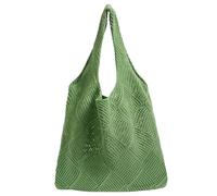 LOHOM Bolso de playa para mujer, bolso de hombro de malla para el verano, bolsa de playa de malla para viajes a la playa compras todos los días, Verde, Come illustrato