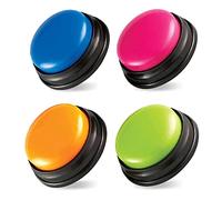 LOHOM Botón de Conversación Grabable, Answer Buzzer, Botones de Respuesta Grabables con Recursos de Aprendizaje, Botón de Respuesta de Juguete Interactivo para niños (Set de 4)