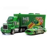 LOHOM Cars 2 piezas Camión de Contenedores Relámpago Tío 1:55 Modelo de Metal Diecast Juguetes de Aniversario para Niños (86 Coches de Carrera + Camión Portacontenedores)