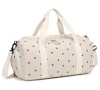 LOIDOU Bolsa de lona para niñas y mujeres, bolsa de baile pequeña para fin de semana, bolsa de mano con compartimento para zapatos y bolsillo húmedo, Beige fresa