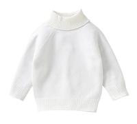 LOIJMK Baby Autumn and Winter Solid Color High Neck Peplum Knit Sweater Baby Botines 12 18 Meses Niño, Blanco, 3-6 meses