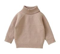 LOIJMK Baby Autumn and Winter Solid Color High Neck Peplum Knit Sweater Baby Botines 12 18 Meses Niño, caqui, 6-9 meses