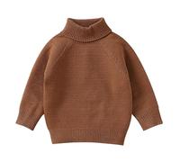 LOIJMK Baby Autumn and Winter Solid Color High Neck Peplum Knit Sweater Baby Botines 12 18 Meses Niño, café, 12-18 meses