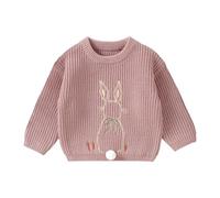 LOIJMK Baby Girl Valentines Day Outfit Love Heart Sweet Long Sleeve Sweater T-shirt Crew Neck Tops Fall Winter Clothes Slim Strickjacke Mädchen, Rosa., 2-3 años