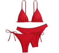 LOIJMK Bikini para mujer sexy de 3 piezas, bikini triángulo para mujer, tanga dividida, trajes de baño con espalda descubierta, tankinis para mujer, 3 piezas, traje de baño para mujer, conjunto de