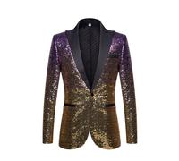 LOIJMK Blazer Glitter Hombre - Trajes Sakko Chaqueta de Traje Navidad Fiesta Chaquetas Blazer Abrigo de Fiesta Americana Corte Regular Trajes Outwear Clásico Manga Larga Lentejuelas Traje, dorado, XL