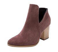 LOIJMK Botas occidentales para mujer, botas cortas vintage, botas de vaquero para moto, motero, botines de ante con tacón, botas de equitación, botas góticas, otoño e invierno, morado, 40 EU