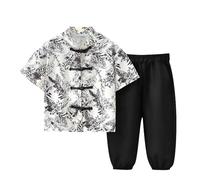 LOIJMK Boy Style Suit Foreign Style Baby Short Sleeve Capri Pants New Chinese Disc Buckle Tang Suit Rostock Regalos, c, 4-5 años