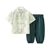 LOIJMK Boy Style Suit Foreign Style Baby Short Sleeve Capri Pants New Chinese Disc Buckle Tang Suit Rostock Regalos, D, 5-6 años