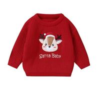 LOIJMK Boys and Girls Baby Baby Fall and Winter New Christmas Cute Stanta Baby Towel Embroidery Knitted Sweater Knit Sweater Niñas 152 Azul, rojo, 12-18 meses
