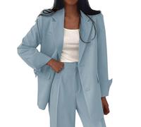 LOIJMK Chaqueta blazer para mujer, color blanco, chaqueta de traje, traje de oficina, 2 botones, elegante, chaqueta blazer chaqueta, traje, manga larga, abierta, parte delantera, exterior, ropa