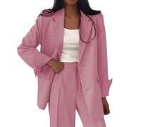 LOIJMK Chaqueta blazer para mujer, color blanco, chaqueta de traje, traje de oficina, 2 botones, elegante, chaqueta blazer chaqueta, traje, manga larga, abierta, parte delantera, exterior, ropa