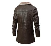 LOIJMK Chaqueta de cuero para hombre, blazer vintage, forrada, chaqueta de traje de cuero, solapa, chaqueta de negocios, chaqueta de cuero, estilo de traje retro, ropa cálida, abrigo de lana, chaqueta