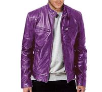 LOIJMK Chaqueta de cuero para hombre, estilo vintage, con cremallera, chaqueta de aviador, chaqueta de piel de gran tamaño, abrigos de manga larga, chaqueta de entretiempo, chaqueta de motorista,