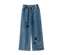LOIJMK Girls Jeans Spring and Autumn Fashionable Fashionable Autumn Models Big Children Wide Legged Trousers Cool Autumn Net Red Street Children's Trousers Winter Hose Jungs, azul, 6-7 años