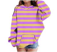 LOIJMK Girls' Middle and Large Children's Fall and Winter Striped Casual Sweatshirt New Pullover, Rosa., 7-8 años