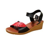 LOIJMK Hebilla de cinturón hueco lateral casual con parte inferior plana, zapatos romanos, sandalias de verano para mujer, sandalias de moda para mujer, zapatos azules para mujer con tacón, Negro