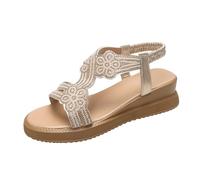 LOIJMK Hebilla de cinturón hueco lateral casual con parte inferior plana, zapatos romanos, sandalias de verano para mujer, sandalias de moda para mujer S zapatos mujer negro, dorado, 39 EU