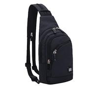 LOIJMK Hombres mujeres al aire libre solo hombro cremallera bolsa de hombro Ciclismo deportes pecho montañismo viaje pequeña mochila bicicleta manillar bolsas, Negro , talla única