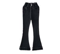 LOIJMK Impresionante chica cintura elástica Flare Slim Leg Pants Casual largo Bell Bottom-Jeans Pantalones Vaqueros Hombre Ropa, Negro , 8-9 años