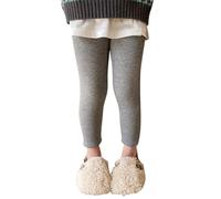 LOIJMK Leggings cálidos de algodón para bebés y niñas, con forro grueso, mallas de punto elásticas, básicas, noveno hasta el tobillo, medias para medias de invierno, ropa de bebé y niño 92, gris, 9-10