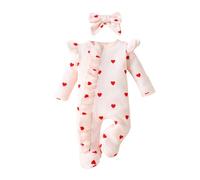 LOIJMK Mono largo floral de manga larga y diademas, para bebé, para niñas, mameluco y mono, estampado floral, manga infantil, mono y diadema, artículo para fans, Blanco, New born