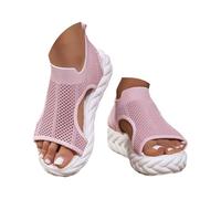 LOIJMK Mujer Casual Malla Fondo Grueso Zapatos Romanos Moda Verano Sandalias Mujer Fly Cuña Malla Zapatos Zapatos Mujer 42.5, Rosa., 41 EU