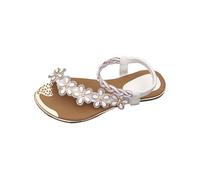 LOIJMK Mujer Dedos Abiertos Decoración Floral Estribo de un Pie Con Taladro Casual Cómodas Sandalias Planas Zapatos De Mujer Zapatos De Invierno Con Tacón, Blanco, 42 EU