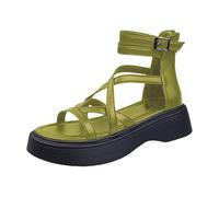 LOIJMK Mujer Diseño Hueco Moda Planas Romanas Sandalias Zapatos Mujer Botas de Invierno Agua, verde, 39 EU