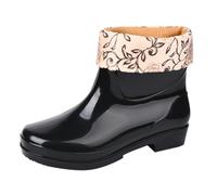 LOIJMK Mujer Primavera Verano Otoño e Invierno Short Sleeved Cotton Removable and Washable Outdoor Fashion Work Fishing Kitchen Non Slip Warm Rubber Shoes Rain Boots Zapatos de enfermería Mujer, Negro