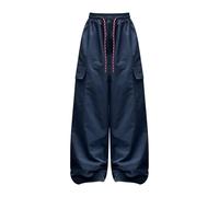 LOIJMK Pantalones cargo para niña, pierna ancha, ropa de calle, pantalones con bolsillos, pantalones de chándal modernos para 4 a 14 años, bebé 74 niño, marine, 4-5 años