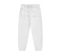 LOIJMK Pantalones de chándal de forro polar para niñas y niñas, pantalones lisos de invierno para niñas, Blanco, 8-9 años