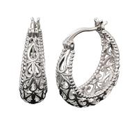 LOIJMK Pendientes de cangrejo vintage tallados con flores en forma de U para mujer, talla única, Cobre, Sin piedra preciosa
