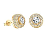 LOIJMK Pendientes de tuerca chapados en oro 5A + con circonita cúbica, para niñas, talla única, Metal, Sin piedra preciosa