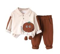LOIJMK Primavera y Conjunto Bebé Extranjero Bebé Primavera y Manga Larga Camisa Dos Piezas Conjunto De Ropa Bebé Niño, marrón, 18-24 meses