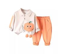 LOIJMK Primavera y Conjunto Bebé Extranjero Bebé Primavera y Manga Larga Camisa Dos Piezas Conjunto De Ropa Bebé Niño, naranja, 6-12 meses