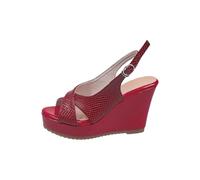 LOIJMK Sandalias de boca de pescado para mujer 2025 hebilla europea y americana de una palabra Sandalias gruesas de tacón alto Zapatos negros para mujer Elegante, rojo, 37 EU