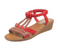 LOIJMK Sandalias de cuña para mujer, sandalias elegantes de moda, sandalias abiertas con correa de tobillo, zapatos de vacaciones en la playa, zapatos para juanetes, zapatos para mujer, bailarina