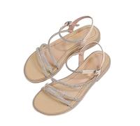 LOIJMK Sandalias de mujer estilo hadas romanos zapatos de playa ropa exterior moda todas las suelas suaves sandalias casuales zapatos mujer negro elegante, beige, 39 EU