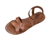 LOIJMK Sandalias de mujer Moda Verano Sandalias Planas Sandalias Romanas Zapatos Playa Sandalias Casual Cuidado Zapatos Mujer Con Correa, marrón, 36 EU