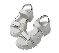 LOIJMK Sandalias de mujer Sandalias gruesas de gran tamaño Frontera Comercial Exterior Redondo Estilo pequeño Sandalias casuales O Zapatos de mujer 39, Blanco, 43 EU