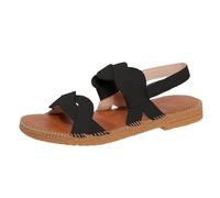 LOIJMK Sandalias de mujer Sandalias planas casuales de un solo color Sandalias romanas de una línea Zapatos Mujer Rosa, Negro , 43 EU
