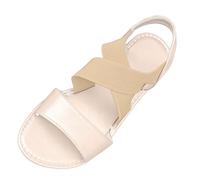 LOIJMK Sandalias planas con sandalias de playa elásticas y correa grande para el ocio Zapatos de mujer 43 Botines, Blanco, 39 EU