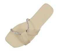 LOIJMK - Sandalias planas de tiras para exteriores, sandalias de playa, calcetines, zapatos de mujer, dorado, 43 EU