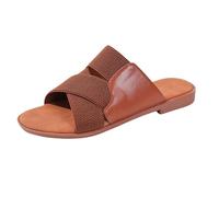 LOIJMK Sandalias Planas para Mujer 2025 Correas Dedos Abiertos Zapatos de Playa Cómodos Casual Slip-On Slip-On Sandalias Mujer Zapatos Impermeables Negro, marrón, 41 EU