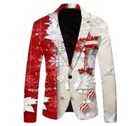 LOIJMK Traje para hombre de Navidad, chaqueta de traje de corte regular, chaqueta de traje con solapa, chaqueta blazer, abrigo clásico, ropa de fiesta, un botón, chaquetas de traje, chaqueta, traje